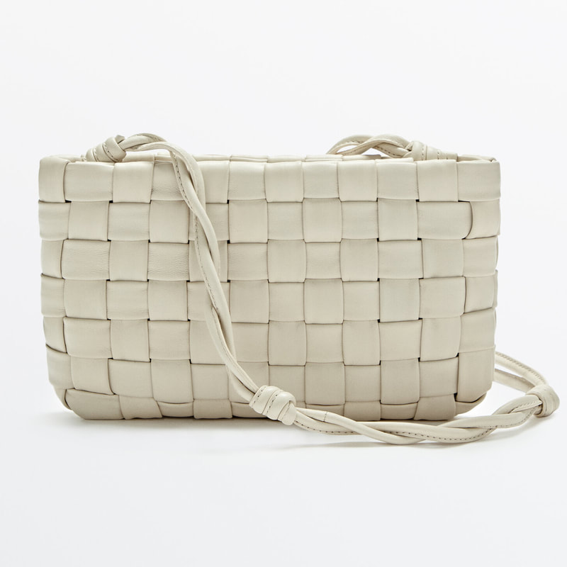 Massimo Dutti Woven Leather Handbag in White - Kate Middleton Bags