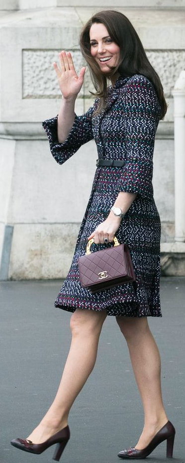 Chanel Burgundy Calfskin Flap Bag with Enamel Handle - Kate