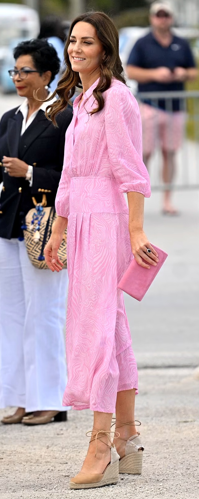 Rixo Izzy Pleated Shirtdress in Pink Marble Zebra - Kate Middleton