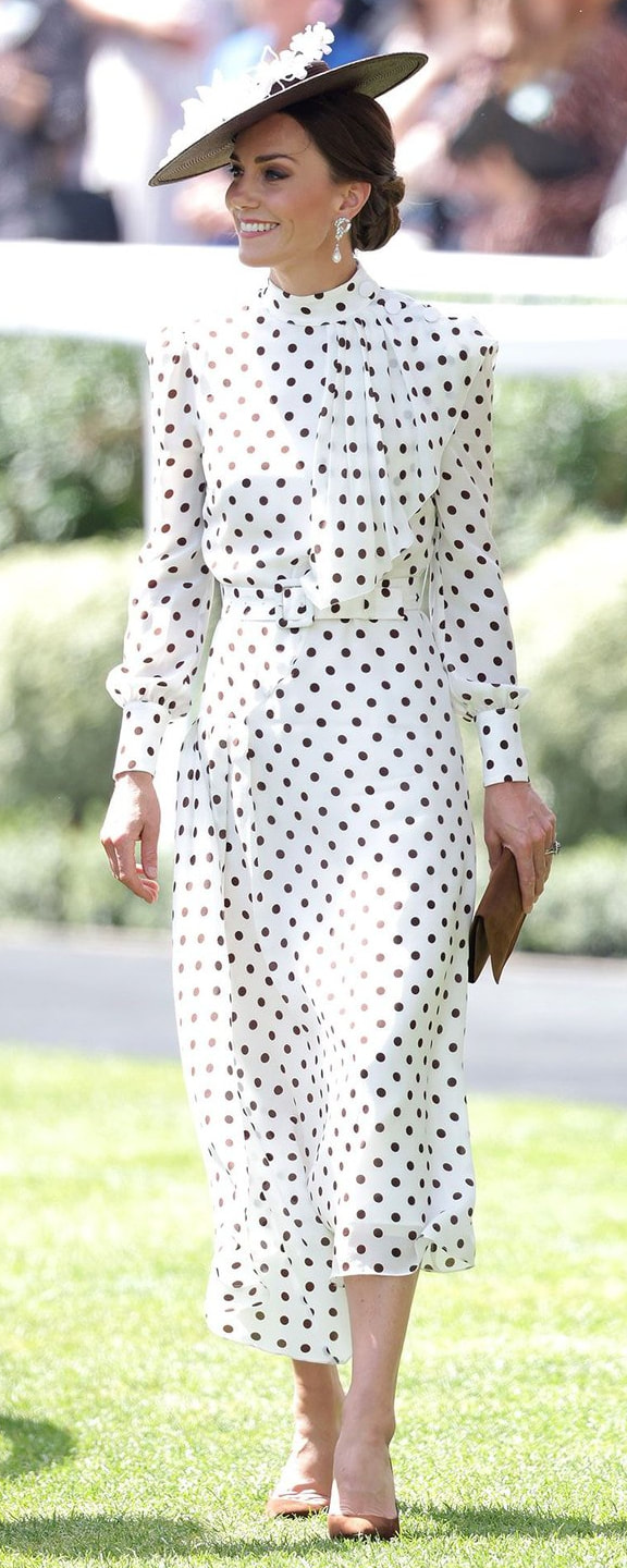 Alessandra Rich Asymmetric Polka-Dot Dress in White & Brown - Kate  Middleton Dresses - Kate's Closet