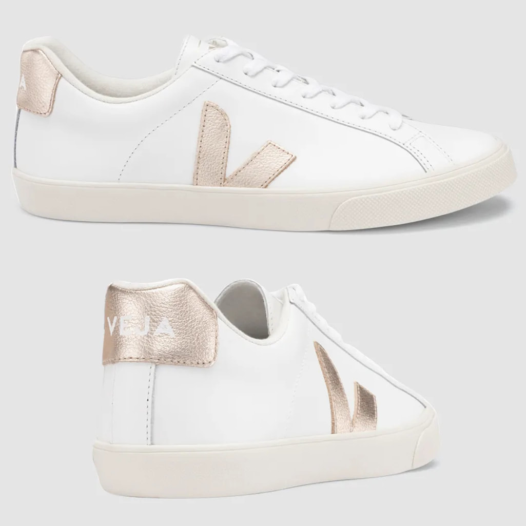 Veja Esplar Metallic-Trimmed Leather Sneakers - Kate Middleton Shoes -