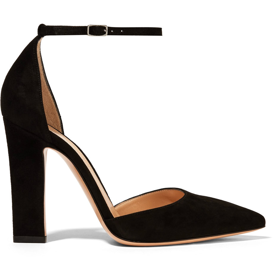 Gianvito Rossi Mila Black Suede Ankle Strap D'orsay Pumps - Kate