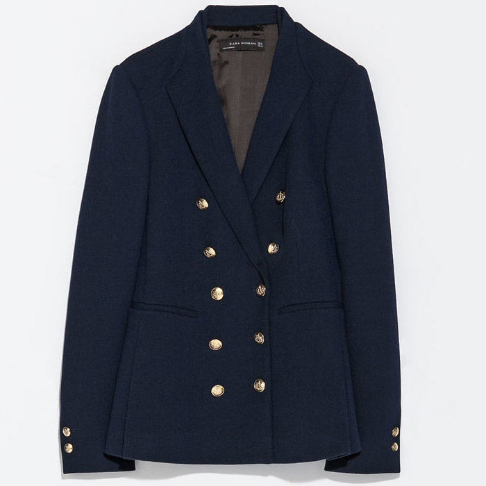 Zara Navy Double Breasted Jacket- Kate Middleton Jackets - Kate's