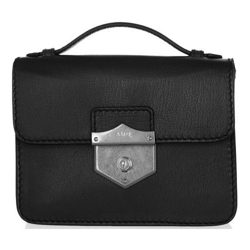 Black Leather Mini Satchel Bag 