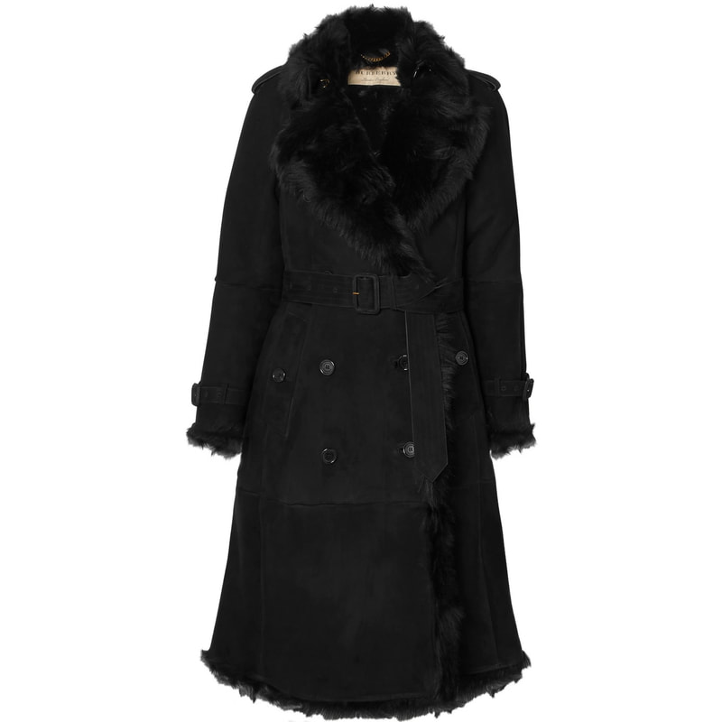 burberry black shearling coat