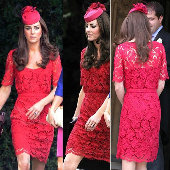 Collette Dinnigan Red Lace Dress - Kate Middleton Dresses - Kate's