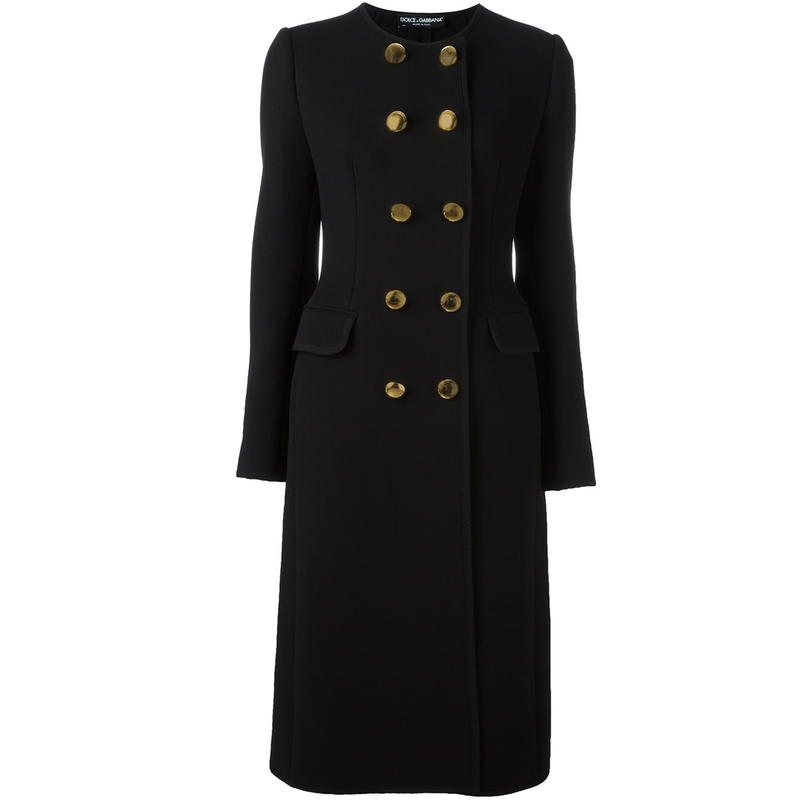 Dolce & Gabbana Black Collarless Long Coat - Kate Middleton Coats - Kate's  Closet