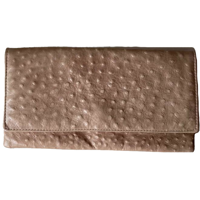 TAN OSTRICH-EMBOSSED SMALL BAG