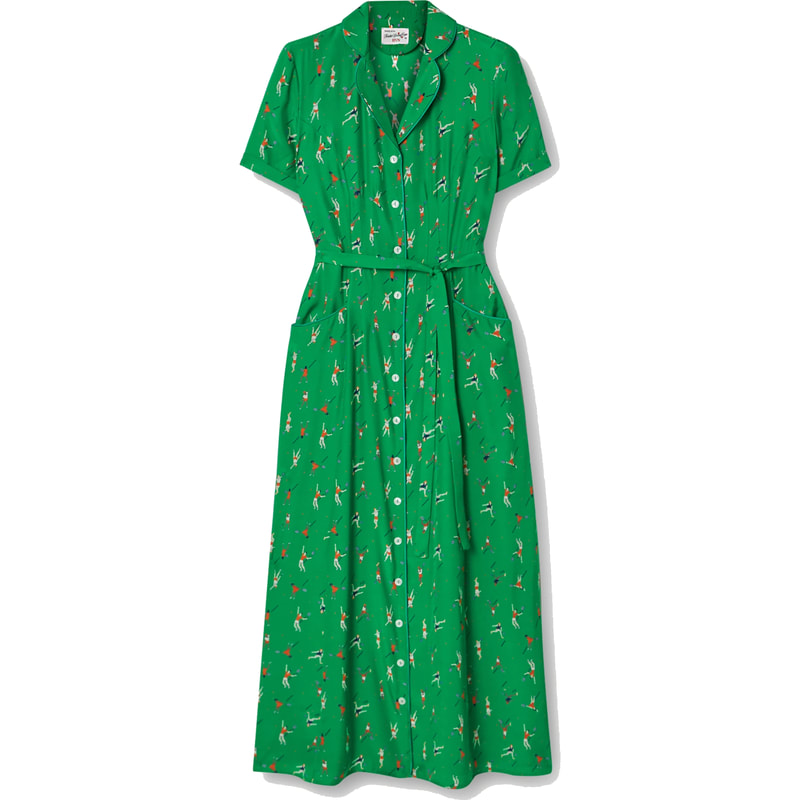 mint green bird print wrap dress