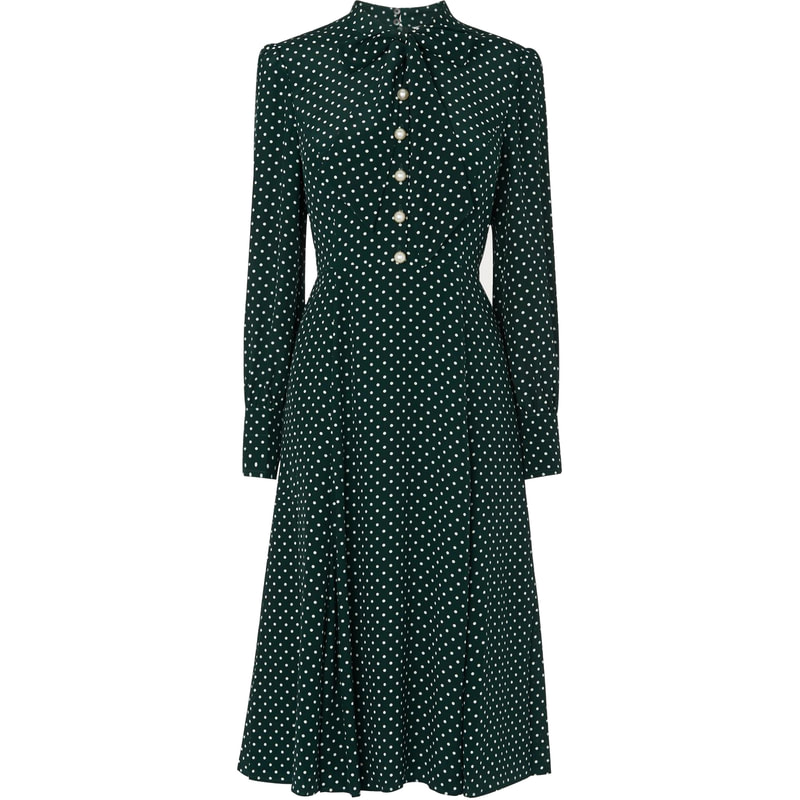 hobbs green polka dot dress