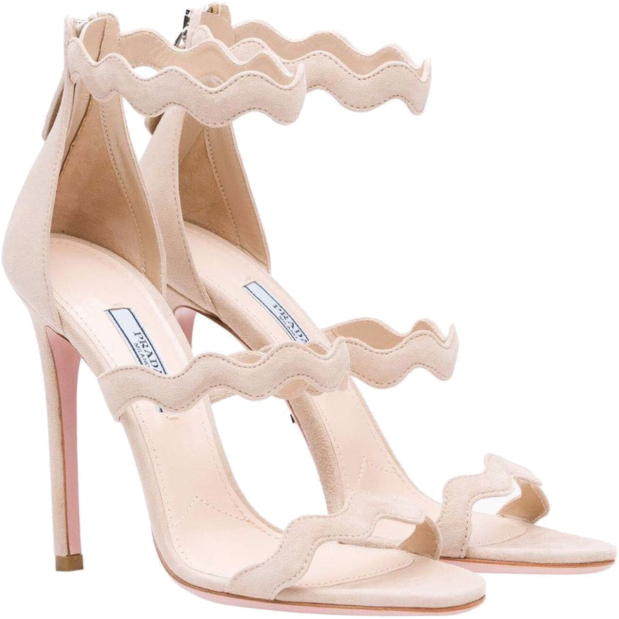 Prada Scalloped Sandals in Beige Suede - Kate Middleton Shoes - Kate's  Closet