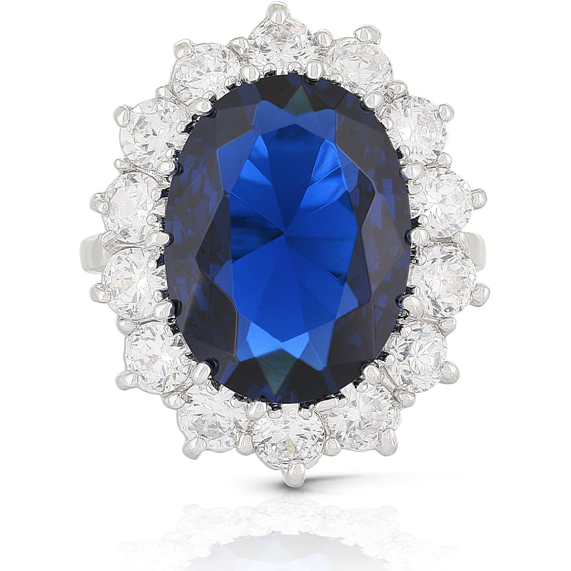 Jewelrypalace Princess Diana Kate Middleton Class Gemstone Birthstone Blue  Sapphire Halo Statement Engagement Rings for Women, 14K Gold Plated 925  Sterling Silver 8.5 - Walmart.com