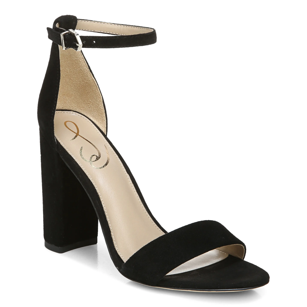 Office Nina Block Heel Sandals in Black Nubuck - Kate Middleton Shoes ...