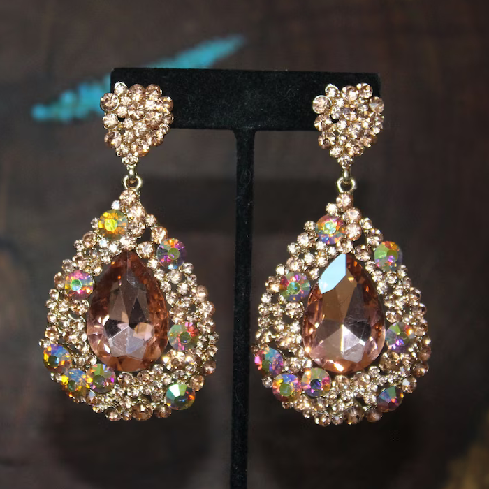 Large Morganite and Diamond Drop Earrings - Kate Middleton Earrings ...