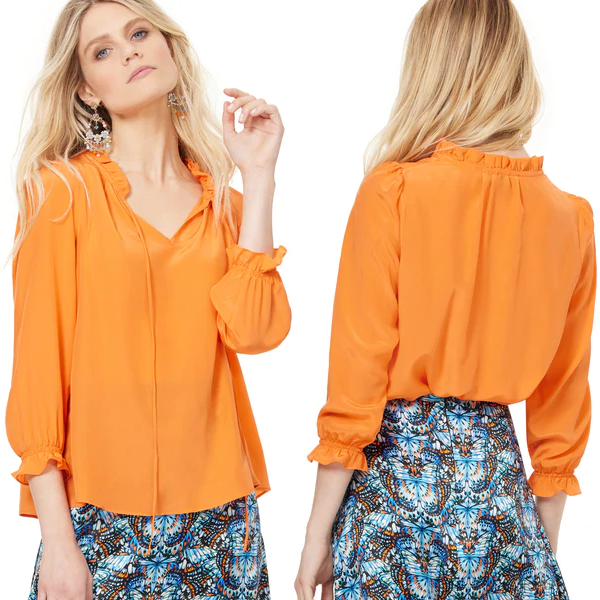 Ridley Alicia silk crepe de chine top in tangerine - Kate Middleton Tops -  Kate's Closet