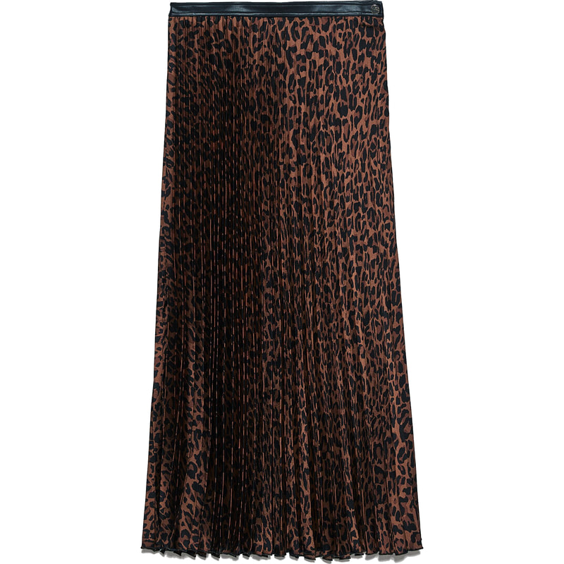 zara pleated animal print skirt