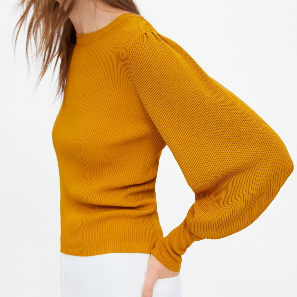 Zara Mustard Puff Sleeved Sweater 